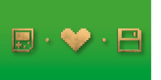Part of the book cover of "Games and Literature," edited by Dîlan Canan Çakir, Anna Kinder, and Sebastian Möring. Three tan pixel-art icons sit near the centre: a handheld game console, a heart, and a floppy disk.